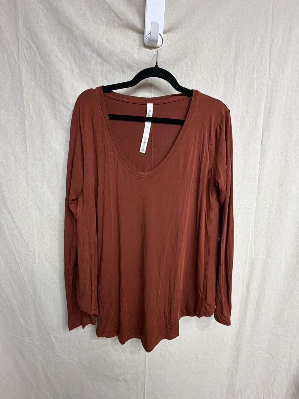 Lululemon Up For Down Time Long Sleeve Top Dark Terracotta Size 8
